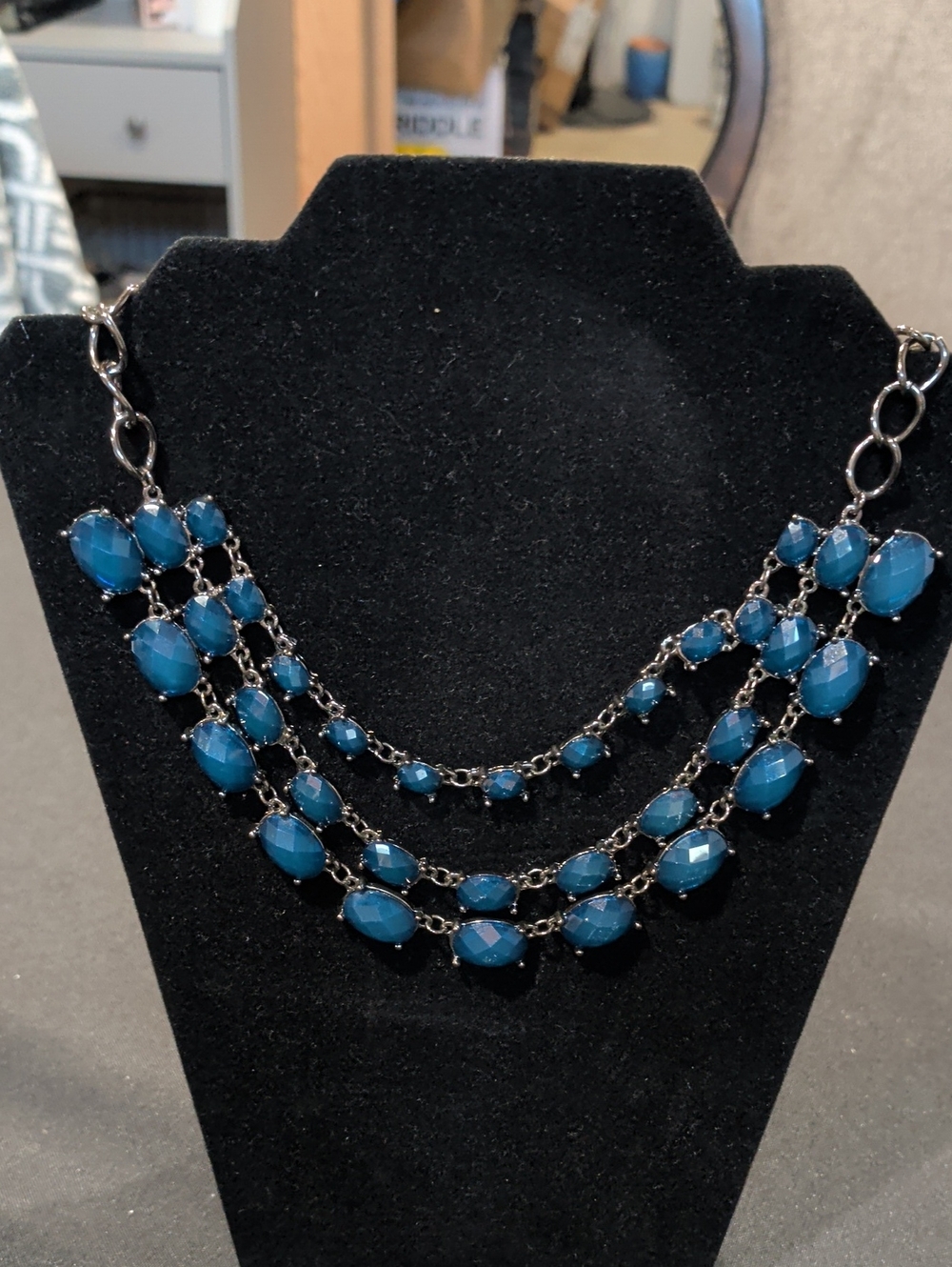 Elegant Multi-Strand Blue Beaded Women's Necklace